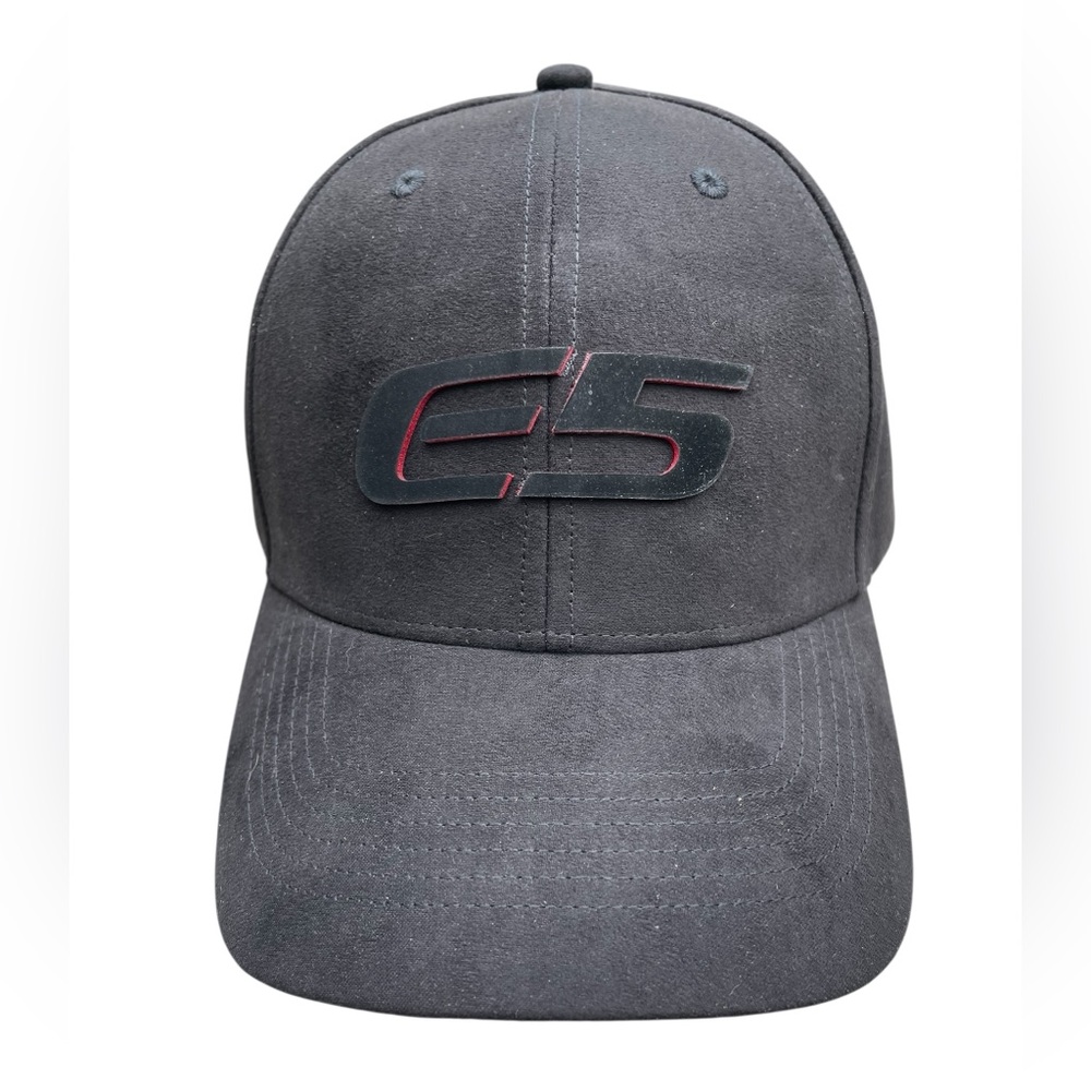 E5 Wheels Suede-Feel Adjustable Unisex Black with Red Billed Cap - Picture 2 of 7